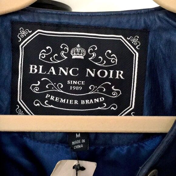 Blanc Noir Blue Leather Jacket Size M - Picture 4 of 7